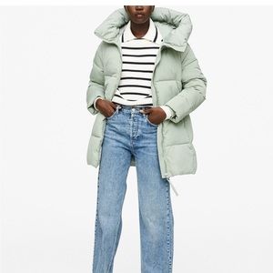 Quilted puffer coat jacket with hood